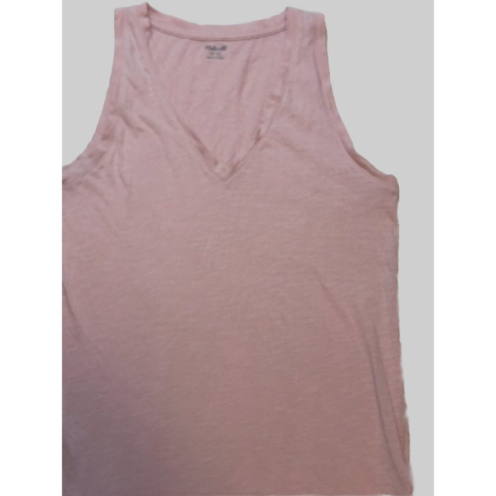 Madewell Whisper Cotton V-Neck Tank Top Pink Slub Knit Sleeveless Shirt XS - Picture 4 of 15